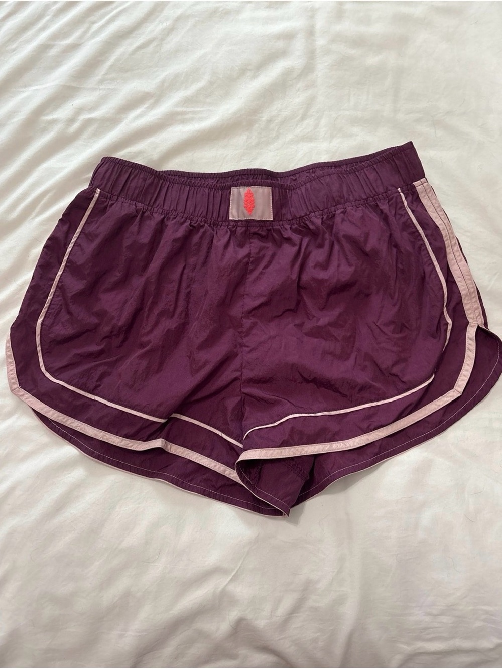FP Movement by Free People Plum Athletic Shorts with Pale Pink Trim